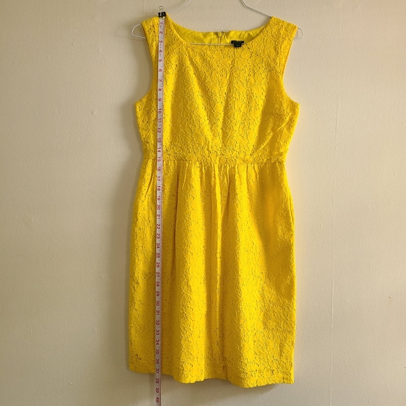 J.Crew Yellow Floral Lace Dress Size 6 - Picture 8 of 11